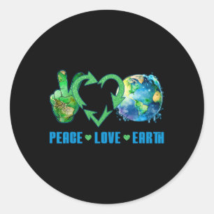 Peace Love Earth Planet Happy 54th Anniversary Env Classic Round Sticker