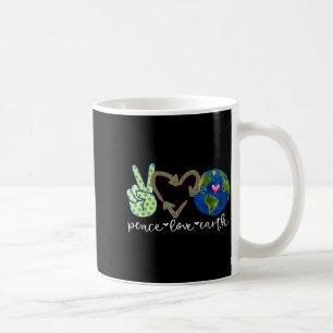 Peace love earth recycle symbol earth day coffee mug