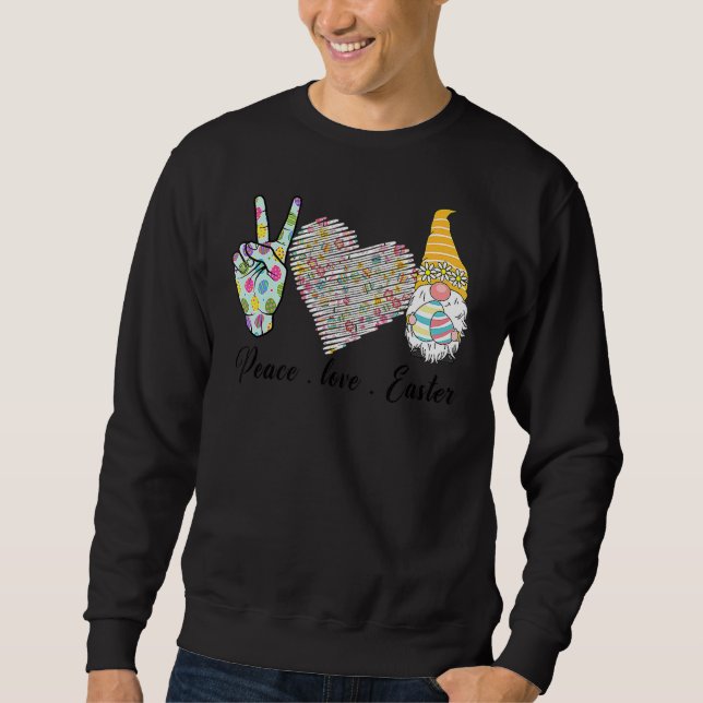Peace Love Easter Bunny Leopard Graphic Easter Day Sweatshirt (Front)