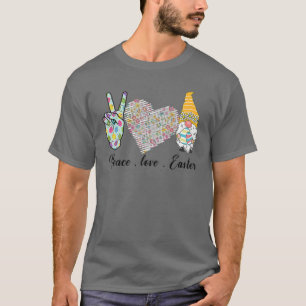 Peace Love Easter Bunny Leopard Graphic Easter Day T-Shirt