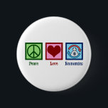 Peace Love Economics 6 Cm Round Badge<br><div class="desc">Peace Love Economics. A cool economist occupation gift for someone who studies microeconomics or macroeconomics as an economy major or professor. A great public finance and economic trends design featuring a peace sign,  heart,  and the cycle of money in society.</div>