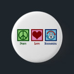 Peace Love Economics 6 Cm Round Badge<br><div class="desc">Peace Love Economics. A cool economist occupation gift for someone who studies microeconomics or macroeconomics as an economy major or professor. A great public finance and economic trends design featuring a peace sign,  heart,  and the cycle of money in society.</div>