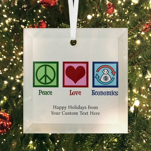 Peace Love Economics Cute Economist Christmas Glass Tree Decoration (Creator Uploaded)