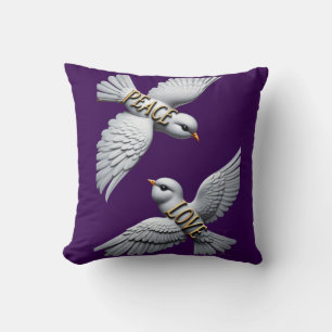 Peace & Love Elegant Dove Art  Cushion