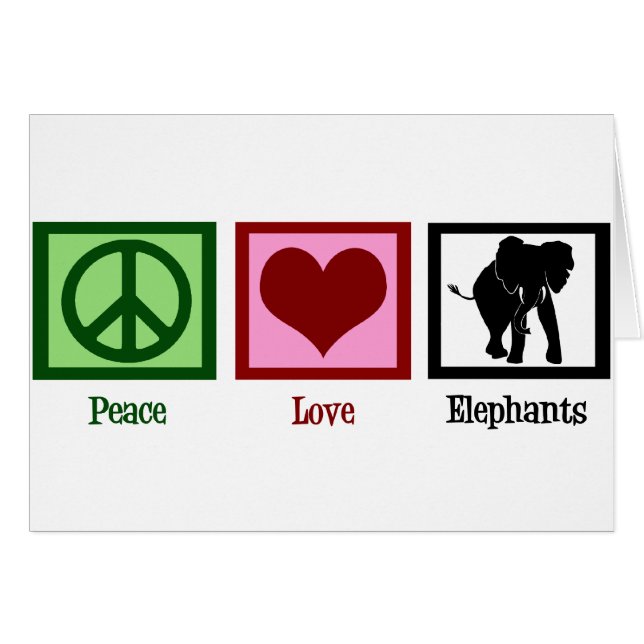 Peace Love Elephants Card (Front Horizontal)