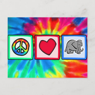 Peace, Love, Elephants Postcard