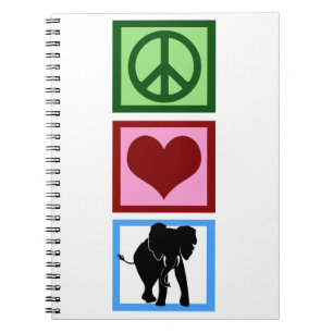 Peace Love Elephants Spiral Notebook