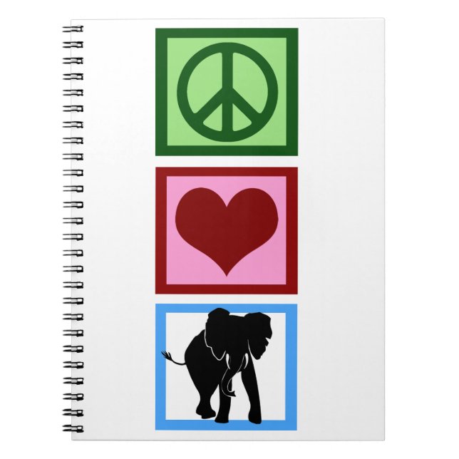 Peace Love Elephants Spiral Notebook (Front)