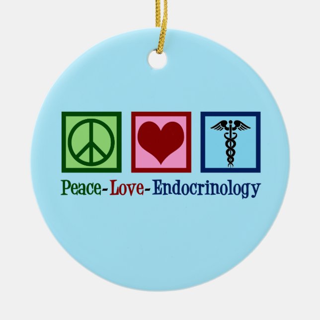 Peace Love Endocrinology Ceramic Tree Decoration (Front)