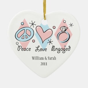 Peace Love Engaged Personalised Ornament