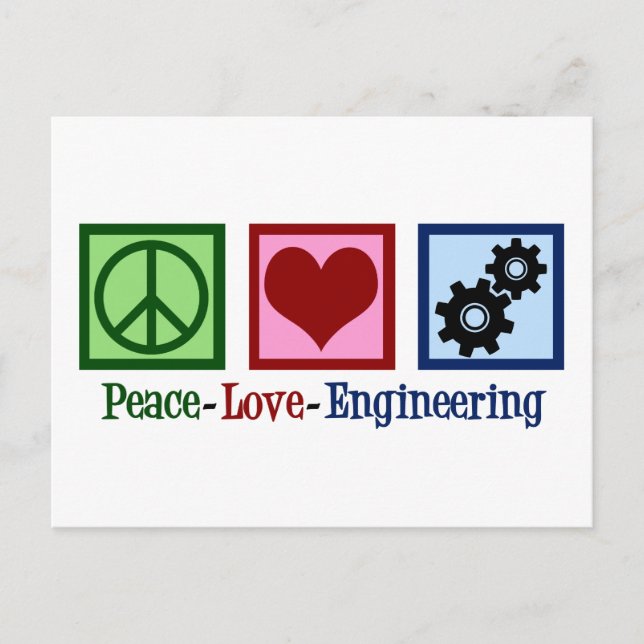 Peace Love Engineering Cute Engineer Postcard (Front)