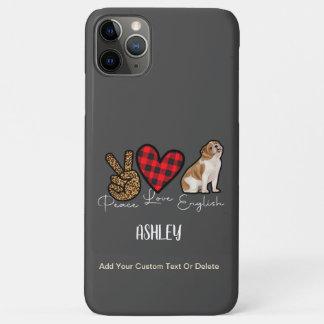 Peace Love English Bulldog Plaid Cute Dog Lover Case-Mate iPhone Case