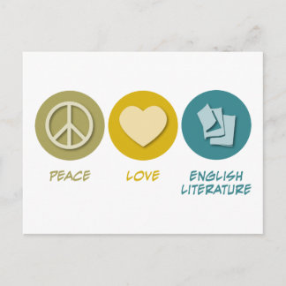 Peace Love English Literature Postcard