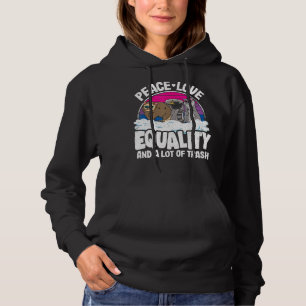Peace Love & Equality And A Lot Of Trash Bi Pride Hoodie
