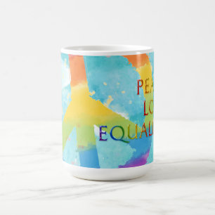 Peace Love Equality with Rainbow Peace Symbol Coffee Mug