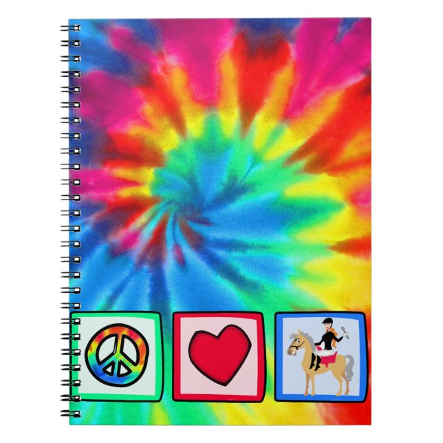 Peace, Love, Equestrian Spiral Notebook (Front)