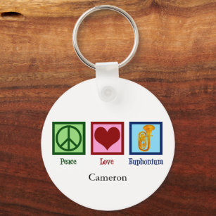 Peace Love Euphonium Cute Custom Key Ring
