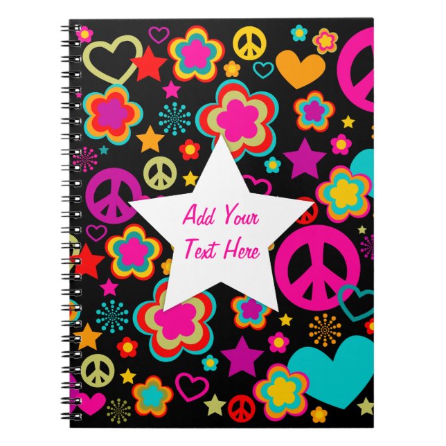 Peace Love & Everything Girly Spiral Notebook (Front)