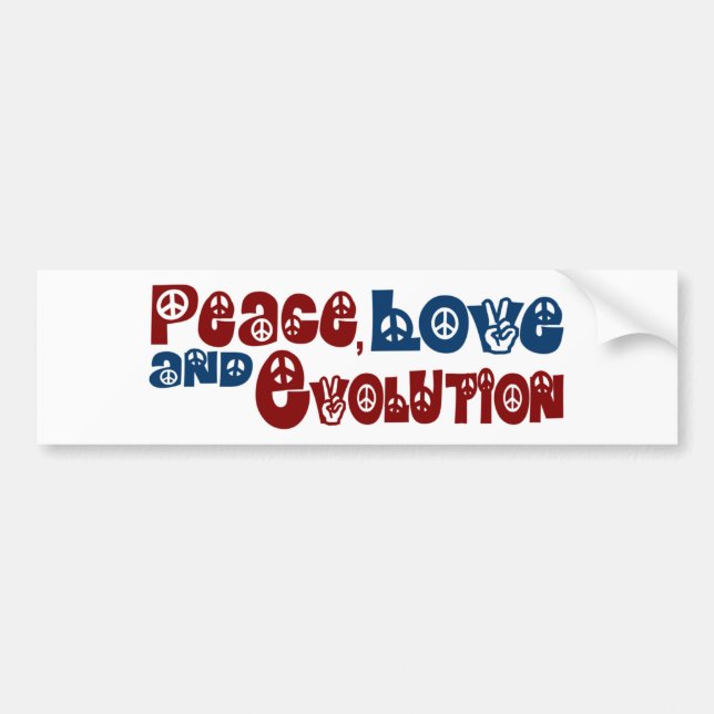 Peace Love Evolution Bumper Sticker (Front)