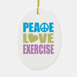 Peace Love Exercise Ceramic Tree Decoration