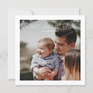 Peace, Love & Faith Modern Christmas Photo Card