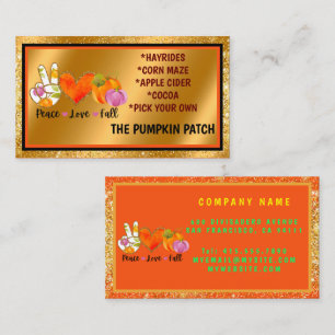 Peace Love Fall Autumn Custom Text and Colour Business Card