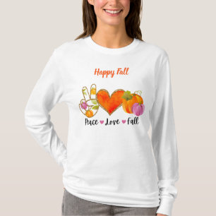 Peace Love Fall Autumn Custom Text T-Shirt