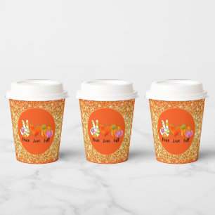 Peace Love Fall Autumn Customise Colour Paper Cups