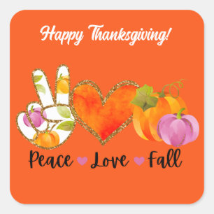 Peace Love Fall Autumn Customise Square Sticker