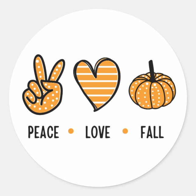 Peace Love Fall Classic Round Sticker (Front)
