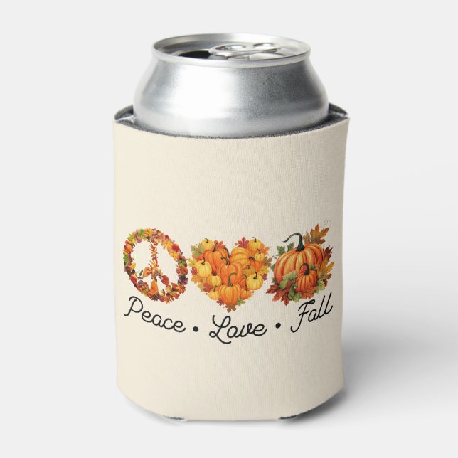 Peace, Love, Fall – Cosy Autumn Vibes with Pumpkin Can Cooler (Can Front)
