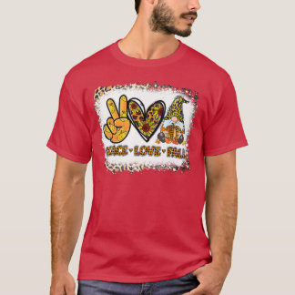 Peace Love Fall Funny Gnome Autumn Lover Pumpkins  T-Shirt