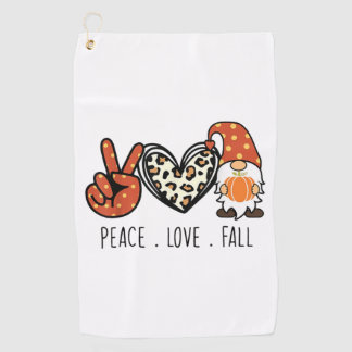 Peace Love Fall Leopard Gnome Autumn Thanksgiving Golf Towel
