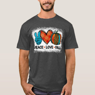 Peace Love Fall Leopard Pumpkin Halloween Vibes Bl T-Shirt