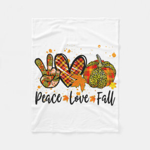 Peace Love Fall Pumpkin Autum Fall Thanksgiving Fu Fleece Blanket