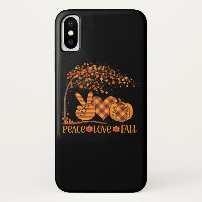 Peace Love Fall Pumpkin Autum Happy Fall Case-Mate iPhone Case (Back)