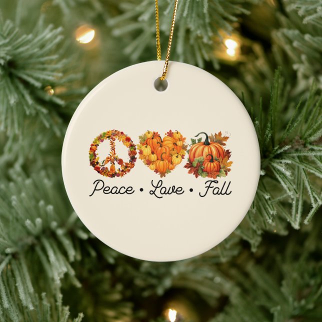 Peace, Love, Fall - Pumpkins Ceramic Tree Decoration (Tree)