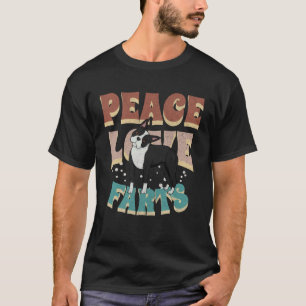 Peace Love Farts Men Women Retro Boston Terrier T-Shirt