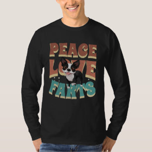 Peace Love Farts Men Women Retro Boston Terrier T-Shirt
