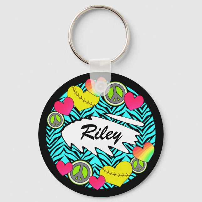 Peace Love Fastpitch Keychain (Front)