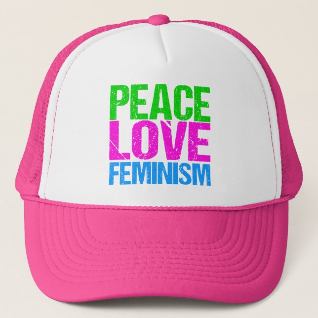 Peace Love Feminism Trucker Hat (Front)