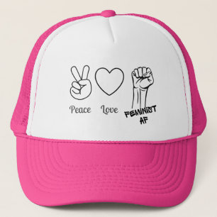 peace, love, feminist AF hat