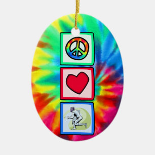Peace, Love, Fencing Ceramic Tree Decoration