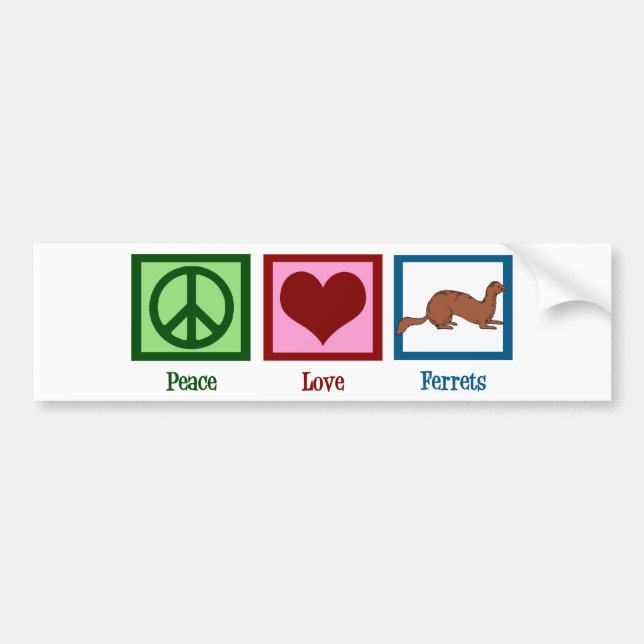 Peace Love Ferrets Bumper Sticker (Front)