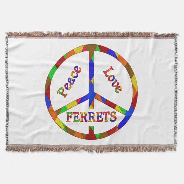 Peace Love Ferrets Throw Blanket (Front)