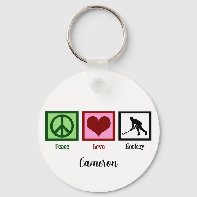Peace Love Field Hockey Key Ring (Front)