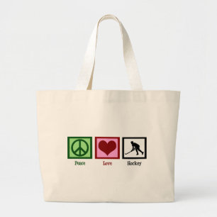 Peace Love Field Hockey Large Tote Bag