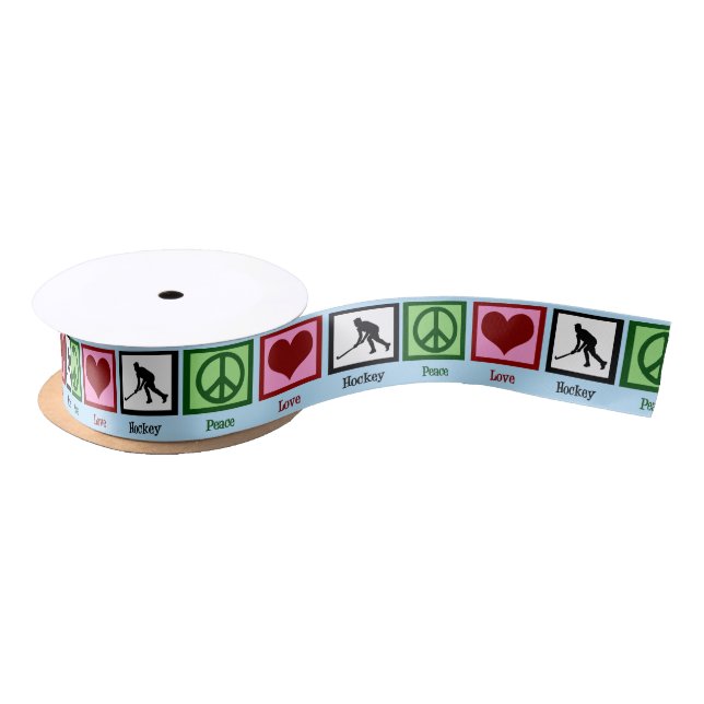 Peace Love Field Hockey Satin Ribbon (Spool)