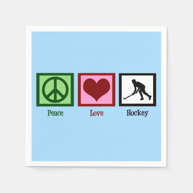 Peace Love Field Hockey Sports Birthday Party Napkin (Front)