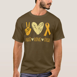 Peace Love Fight Childhood Cancer Awareness Fighte T-Shirt